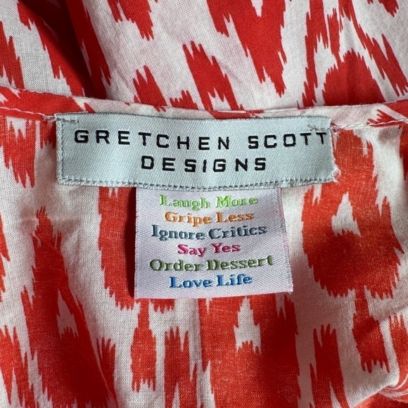 Gretchen Scott Designs V-neck Orange White Tunic/ Blouse / Top / Cover Up - Picture 9 of 10